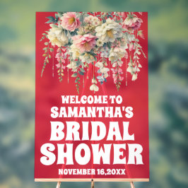 Rode Acryl Bloemen Vrijgezellenfeest Welkomstbord Acryl Bord