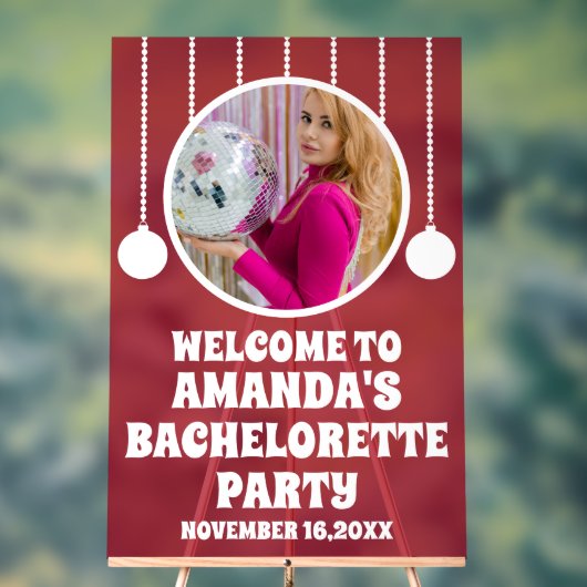 Rode Acryl Foto Bachelorette Party Welkomstbord Acryl Bord (Neutraal)