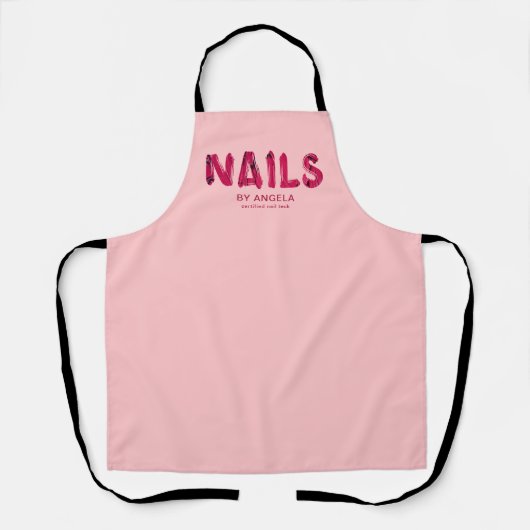 Rode Acryl Typografie Nail Tech Schort (Voorkant)