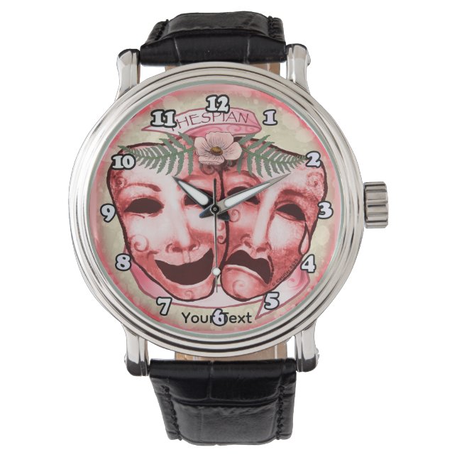 Rode Acteursmaskers Horloge (Voorkant)