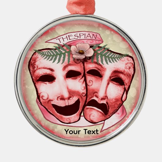 Rode Actormaskers Metalen Ornament (Voorkant)