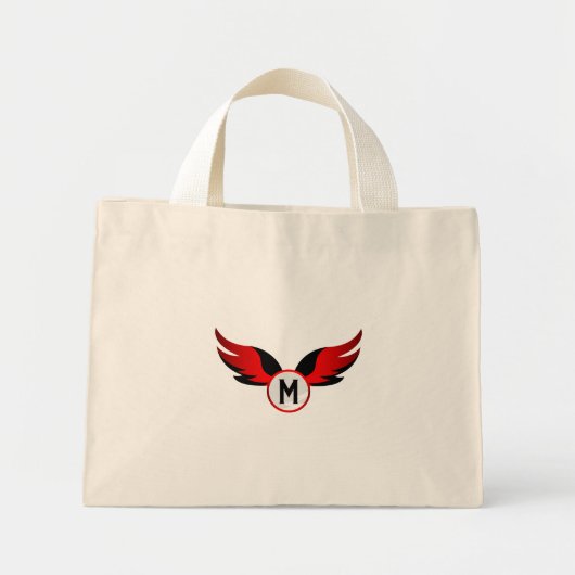 Rode Adelaar met Persoonlijke Naam Vleugel Mini Tote Bag (Voorkant)