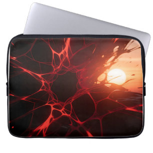 Rode Aderen Zonsondergang Afgrond Laptop Sleeve