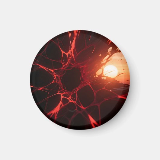 Rode Aderen Zonsondergang Afgrond Magneet (Voorkant)