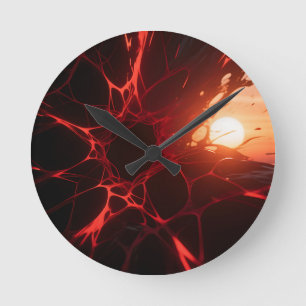 Rode Aderen Zonsondergang Afgrond Ronde Klok