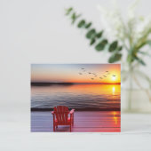 Rode Adirondack Stoel op een Dock Briefkaart (Staand voorkant)