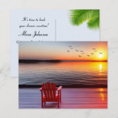 Rode Adirondack Stoel op een Dock Briefkaart (Voorkant / Achterkant)