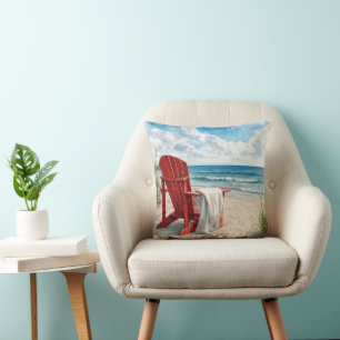 Rode Adirondack-strandstoel met teenslippers Kussen