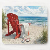 Rode Adirondack-strandstoel met teenslippers Muismat (Voorkant)