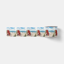 Rode Adirondack-strandstoel met teenslippers
