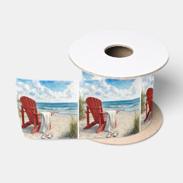 Rode Adirondack-strandstoel met teenslippers Satijnen Lint