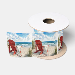 Rode Adirondack-strandstoel met teenslippers Satijnen Lint