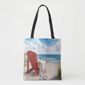 Rode Adirondack-strandstoel met teenslippers Tote Bag (Voorkant)