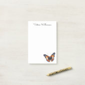 Rode Admiraal Vlinder Aquarel Gepersonaliseerd Post-it® Notes (Op bureau)