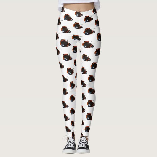Rode Admiraal Vlinder Patroon Legging (Voorkant)