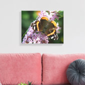 Rode Admiraalvlinder en Buddleia Canvasprint Canvas Afdruk (Insitu (Woonkamer))