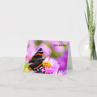 Rode admiraalvlinder op een bloem Wenskaart Bedankkaart
