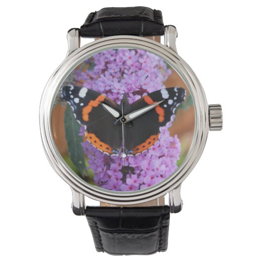 Rode Admiraalvlinder Watch Horloge (Voorkant)