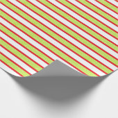 Rode afgedekte statische langloopgroene strepen cadeaupapier (Hoek)