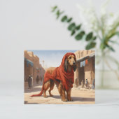 Rode Afghaanse hond in oude stad Briefkaart (Staand voorkant)