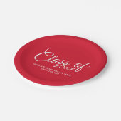 Rode Afmetingen, klasse van jaar en tekst Papieren Bordje (Gekanteld)