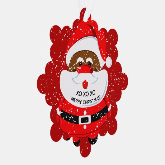 Rode Afrikaans-Amerikaanse Kerstman Kerstvakantie Ornament Kaart (Rechts)