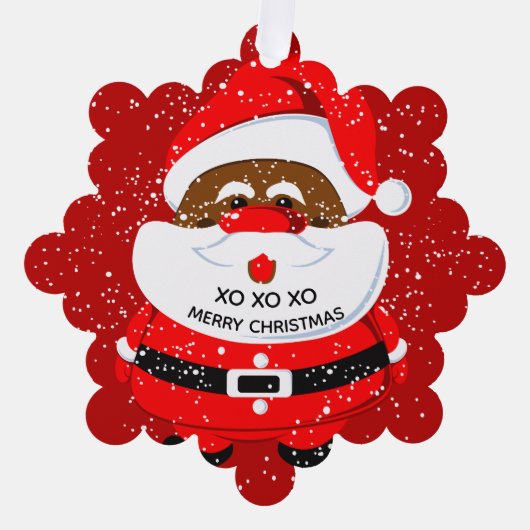 Rode Afrikaans-Amerikaanse Kerstman Kerstvakantie Ornament Kaart (Voorkant)