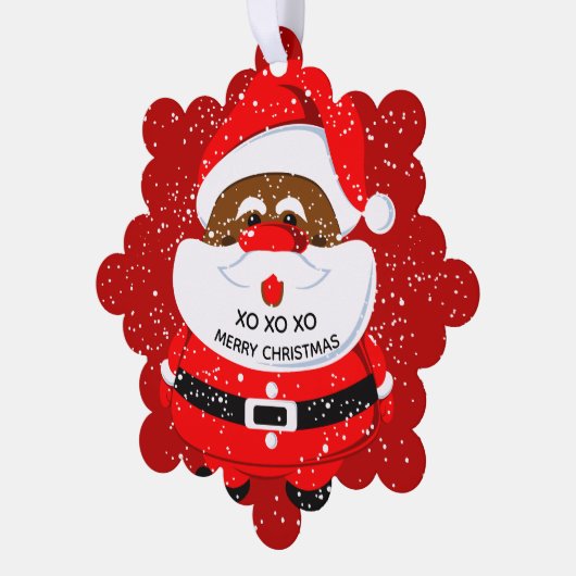 Rode Afrikaans-Amerikaanse Kerstman Kerstvakantie Ornament Kaart (Links)