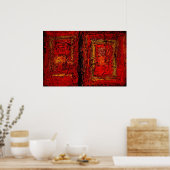 Rode Afrikaanse Abstracte schilderkunst, afdrukken Poster (Keuken)