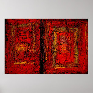 Rode Afrikaanse Abstracte Schilderkunst Kunstprint Poster