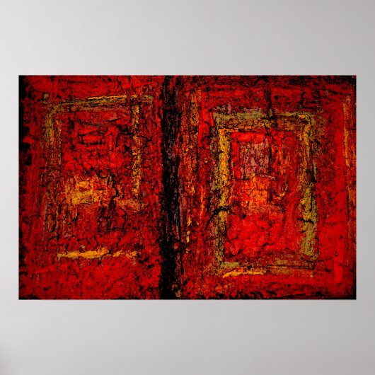 Rode Afrikaanse Abstracte Schilderkunst Kunstprint Poster (Voorkant)