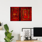 Rode Afrikaanse Abstracte Schilderkunst Kunstprint Poster (Thuiskantoor)