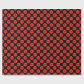Rode Afrikaanse Daisy Pattern op Black Cadeaupapier (Vlak)