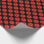 Rode Afrikaanse Daisy Pattern op Black Cadeaupapier (Hoek)