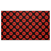 Rode Afrikaanse Daisy Pattern op Black Stof (Fat Quarter)