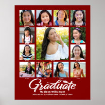 Rode afstudeer K–12 foto-collage-script modern
