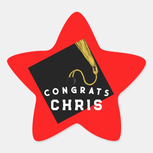 Rode afstudeercongratulaties ster sticker (Voorkant)