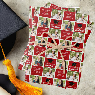 Rode afstudeerfoto gepersonaliseerd afgestudeerde inpakpapier vel