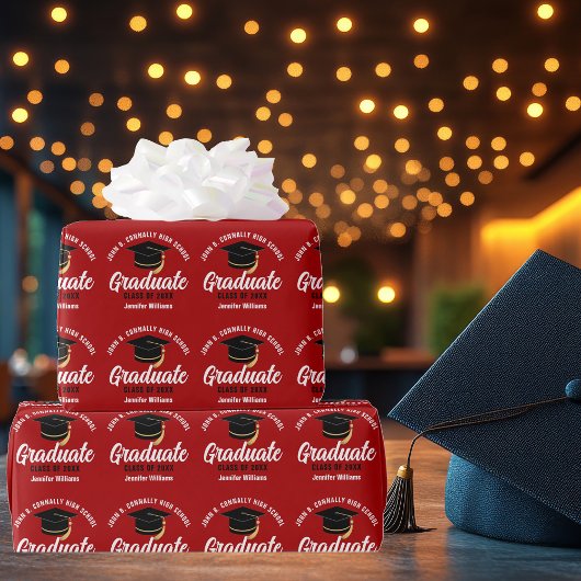 Rode afstudeergeschenkverpakking 2026 cadeaupapier
