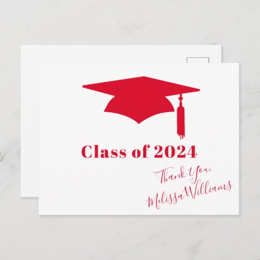 Rode afstudeerhoed - Dank je Briefkaart (Voorkant / Achterkant)