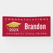 Rode afstudeerhoed gouden dop modern strakke grafi spandoek (Horizontaal)