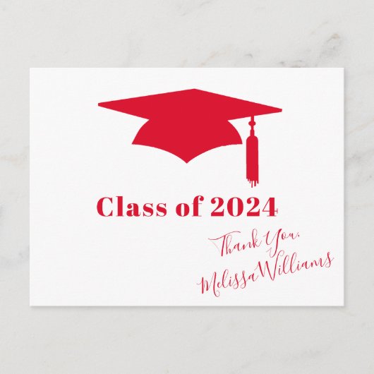 Rode afstudeermuts - Bedankt Briefkaart (Voorkant)