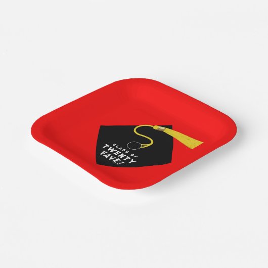 Rode Afstuderen 2025 Papieren Bordje (Gebogen)