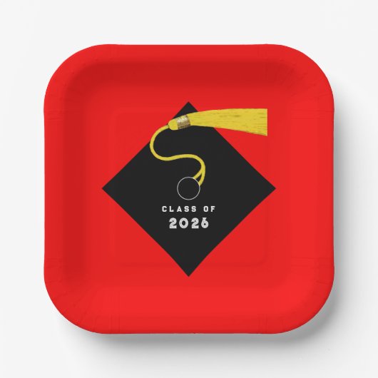 Rode Afstuderen 2026 Feest Papieren Bordje (Voorkant)