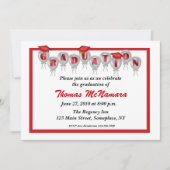 Rode Afstuderen-ballonuitnodiging Kaart (Voorkant)