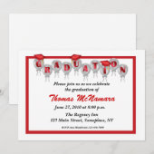 Rode Afstuderen-ballonuitnodiging Kaart (Voorkant / Achterkant)