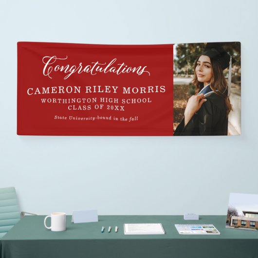 Rode afstuderen banner (Beurs)