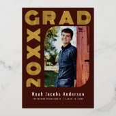 Rode Afstuderen Folie Afstuderen Fotoaankondiging Folie Uitnodiging (Voorkant)