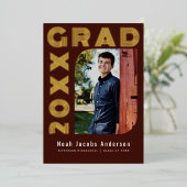 Rode Afstuderen Folie Afstuderen Fotoaankondiging Folie Uitnodiging (Staand Voorkant)