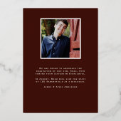 Rode Afstuderen Folie Afstuderen Fotoaankondiging Folie Uitnodiging (Achterkant)